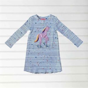 JOULES VGUC Colorful Confetti Glittery Unicorn on Roller-skates Appliqué Dress